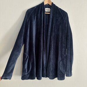 UGG Cozy Fleece Open Front Wrap Cardigan Women’s M Navy Blue